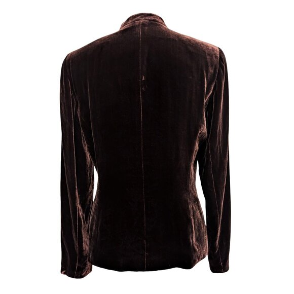 Vintage Ann Taylor Size 8 Brown Velvet 5 Button Pockets Lined Blazer Jacket - Picture 3 of 10